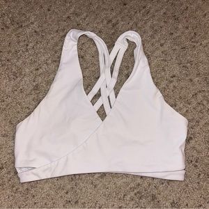 Fabletics white strappy sports bra